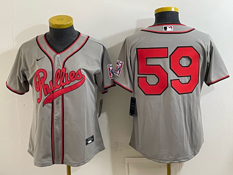 Women 2026 Philadelphia Phillies #59 grey Game Nike MLB Jersey 083000->women mlb jersey->Women Jersey